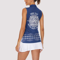 Queen Salote College 100 Years Anniversary Personalized Women Sleeveless Polo Shirt Tonga QSC Royal Blue LT7 - Polynesian Pride