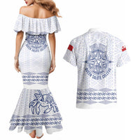 Queen Salote College 100 Years Anniversary Personalized Couples Matching Mermaid Dress and Hawaiian Shirt Tonga QSC White LT7 - Polynesian Pride