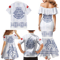 Queen Salote College 100 Years Anniversary Personalized Family Matching Mermaid Dress and Hawaiian Shirt Tonga QSC White LT7 - Polynesian Pride