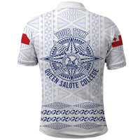 Queen Salote College 100 Years Anniversary Personalized Polo Shirt Tonga QSC White - Polynesian Pride