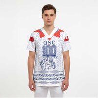 Queen Salote College 100 Years Anniversary Personalized Scrub Top Tonga QSC White LT7 - Polynesian Pride