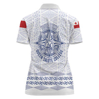 Queen Salote College 100 Years Anniversary Personalized Women Polo Shirt Tonga QSC White - Polynesian Pride