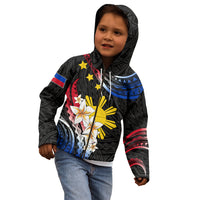 Personalised Philippines Tribal Kid Hoodie Mix Plumeria - Flag Colors LT7 - Polynesian Pride