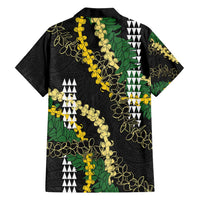 Hawaii Aloha Kakau Family Matching Off Shoulder Short Dress and Hawaiian Shirt Puakenikeni and Maile Lei Twist LT7 - Polynesian Pride