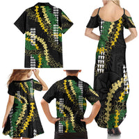 Hawaii Aloha Kakau Family Matching Summer Maxi Dress and Hawaiian Shirt Puakenikeni and Maile Lei Twist LT7 - Polynesian Pride