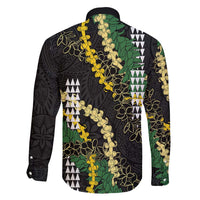 Hawaii Aloha Kakau Family Matching Tank Maxi Dress and Hawaiian Shirt Puakenikeni and Maile Lei Twist LT7 - Polynesian Pride