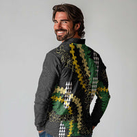 Hawaii Aloha Kakau Long Sleeve Polo Shirt Puakenikeni and Maile Lei Twist LT7 - Polynesian Pride