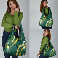 Hawaii Aloha Kakau Grocery Bag Green Puakenikeni and Maile Lei Twist LT7 - Polynesian Pride