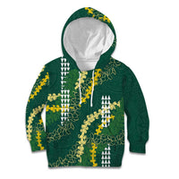 Hawaii Aloha Kakau Kid Hoodie Green Puakenikeni and Maile Lei Twist LT7 Hoodie Green - Polynesian Pride