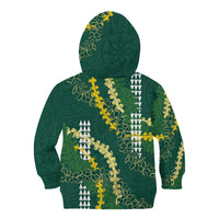 Hawaii Aloha Kakau Kid Hoodie Green Puakenikeni and Maile Lei Twist LT7 - Polynesian Pride