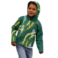Hawaii Aloha Kakau Kid Hoodie Green Puakenikeni and Maile Lei Twist LT7 - Polynesian Pride