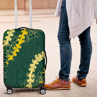 Hawaii Aloha Kakau Luggage Cover Green Puakenikeni and Maile Lei Twist LT7 Green - Polynesian Pride