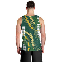 Hawaii Aloha Kakau Men Tank Top Green Puakenikeni and Maile Lei Twist LT7 - Polynesian Pride