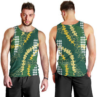 Hawaii Aloha Kakau Men Tank Top Green Puakenikeni and Maile Lei Twist LT7 - Polynesian Pride