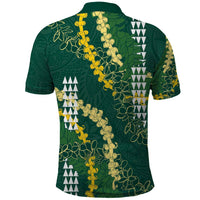 Hawaii Aloha Kakau Polo Shirt Green Puakenikeni and Maile Lei Twist LT7 - Polynesian Pride
