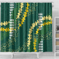 Hawaii Aloha Kakau Shower Curtain Green Puakenikeni and Maile Lei Twist LT7 - Polynesian Pride