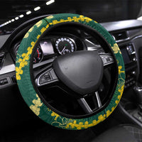 Hawaii Aloha Kakau Steering Wheel Cover Green Puakenikeni and Maile Lei Twist LT7 Universal Fit Green - Polynesian Pride