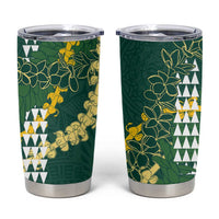 Hawaii Aloha Kakau Tumbler Cup Green Puakenikeni and Maile Lei Twist LT7 Green - Polynesian Pride