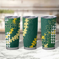 Hawaii Aloha Kakau Tumbler Cup Green Puakenikeni and Maile Lei Twist LT7 - Polynesian Pride