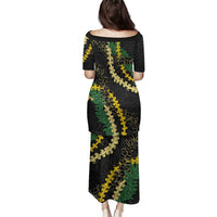 Hawaii Puakenikeni - Maile Lei Family Matching Puletasi and Hawaiian Shirt Obsidian Black LT7 - Polynesian Pride