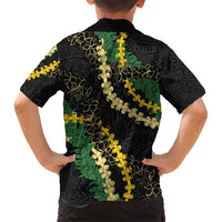 Hawaii Puakenikeni - Maile Lei Family Matching Short Sleeve Bodycon Dress and Hawaiian Shirt Obsidian Black LT7 - Polynesian Pride