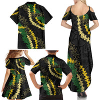 Hawaii Puakenikeni - Maile Lei Family Matching Summer Maxi Dress and Hawaiian Shirt Obsidian Black LT7 - Polynesian Pride