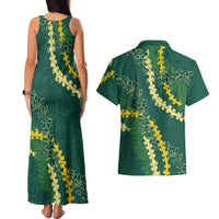 Hawaii Puakenikeni - Maile Lei Couples Matching Tank Maxi Dress and Hawaiian Shirt Sage Green LT7 - Polynesian Pride
