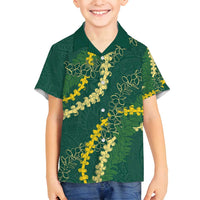 Hawaii Puakenikeni - Maile Lei Family Matching Puletasi and Hawaiian Shirt Sage Green LT7 Son's Shirt Sage Green - Polynesian Pride