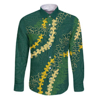 Hawaii Puakenikeni - Maile Lei Family Matching Short Sleeve Bodycon Dress and Hawaiian Shirt Sage Green LT7 Dad's Shirt - Long Sleeve Sage Green - Polynesian Pride