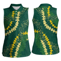 Hawaii Puakenikeni - Maile Lei Women Sleeveless Polo Shirt Sage Green LT7 - Polynesian Pride