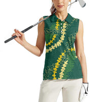 Hawaii Puakenikeni - Maile Lei Women Sleeveless Polo Shirt Sage Green LT7 - Polynesian Pride