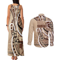 Samoa Siapo Classic Motif Couples Matching Tank Maxi Dress and Long Sleeve Button Shirt Manuia le tutoatasi o Samoa Independence LT7 - Polynesian Pride