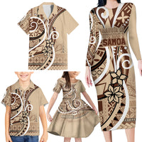 Samoa Siapo Classic Motif Family Matching Long Sleeve Bodycon Dress and Hawaiian Shirt Manuia le tutoatasi o Samoa Independence LT7 - Polynesian Pride