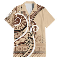 Samoa Siapo Classic Motif Family Matching Tank Maxi Dress and Hawaiian Shirt Manuia le tutoatasi o Samoa Independence LT7 Dad's Shirt - Short Sleeve Beige - Polynesian Pride