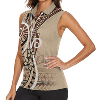 Samoa Siapo Classic Motif Women Sleeveless Polo Shirt Manuia le tutoatasi o Samoa Independence LT7 - Polynesian Pride