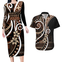 Samoa Siapo Classic Motif Couples Matching Long Sleeve Bodycon Dress and Hawaiian Shirt Manuia le tutoatasi o Samoa Independence Black Style LT7 Black - Polynesian Pride
