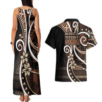 Samoa Siapo Classic Motif Couples Matching Tank Maxi Dress and Hawaiian Shirt Manuia le tutoatasi o Samoa Independence Black Style LT7 - Polynesian Pride