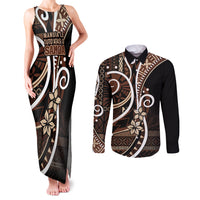 Samoa Siapo Classic Motif Couples Matching Tank Maxi Dress and Long Sleeve Button Shirt Manuia le tutoatasi o Samoa Independence Black Style LT7 Black - Polynesian Pride