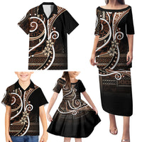 Samoa Siapo Classic Motif Family Matching Puletasi and Hawaiian Shirt Manuia le tutoatasi o Samoa Independence Black Style LT7 - Polynesian Pride