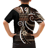 Samoa Siapo Classic Motif Family Matching Tank Maxi Dress and Hawaiian Shirt Manuia le tutoatasi o Samoa Independence Black Style LT7 - Polynesian Pride