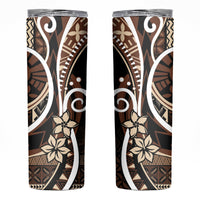 Samoa Siapo Classic Motif Skinny Tumbler Manuia le tutoatasi o Samoa Independence Black Style LT7 Black - Polynesian Pride