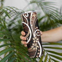 Samoa Siapo Classic Motif Skinny Tumbler Manuia le tutoatasi o Samoa Independence Black Style LT7 - Polynesian Pride