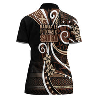 Samoa Siapo Classic Motif Women Polo Shirt Manuia le tutoatasi o Samoa Independence Black Style LT7 - Polynesian Pride