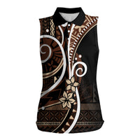 Samoa Siapo Classic Motif Women Sleeveless Polo Shirt Manuia le tutoatasi o Samoa Independence Black Style LT7 Female Black - Polynesian Pride