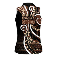Samoa Siapo Classic Motif Women Sleeveless Polo Shirt Manuia le tutoatasi o Samoa Independence Black Style LT7 - Polynesian Pride