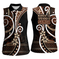 Samoa Siapo Classic Motif Women Sleeveless Polo Shirt Manuia le tutoatasi o Samoa Independence Black Style LT7 - Polynesian Pride