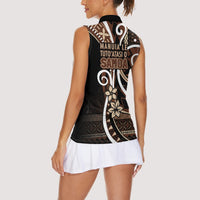 Samoa Siapo Classic Motif Women Sleeveless Polo Shirt Manuia le tutoatasi o Samoa Independence Black Style LT7 - Polynesian Pride
