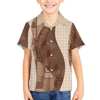 Polynesian Tribal Pattern Patchwork Picturesque Family Matching Summer Maxi Dress and Hawaiian Shirt Mocha