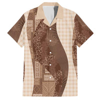 Polynesian Tribal Pattern Patchwork Picturesque Hawaiian Shirt Mocha