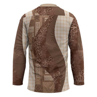 Polynesian Tribal Pattern Patchwork Picturesque Hockey Jersey Mocha